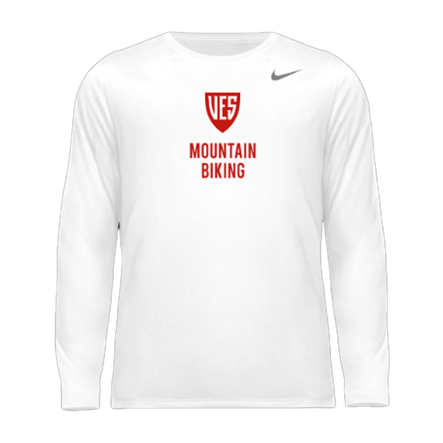 Men's White Nike Long Sleeve Tee - Mountain Biking