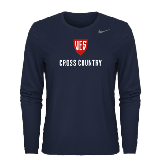 Women's Navy Nike Long Sleeve Tee - Cross Country