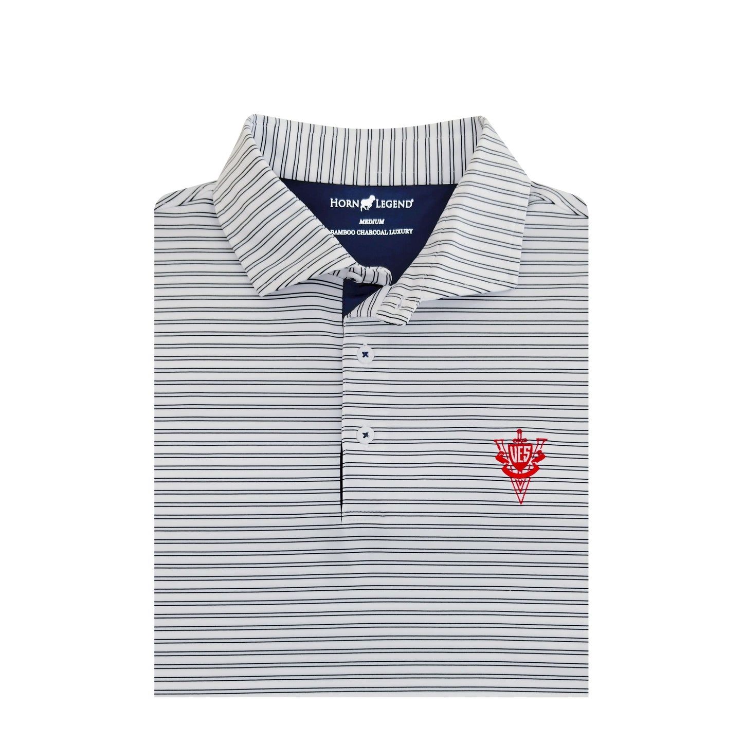 Horn Legend Classic Striped Polo - White/Navy
