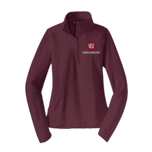 Women's Deep Garnet Sport-Tek, Sport Wick 1/4 Zip - Cross Country