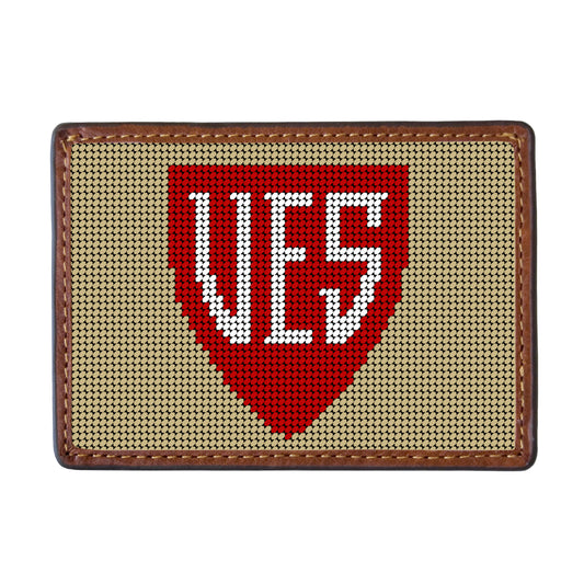 Credit Card Wallet - Iconic VES Smathers and Branson Needlepoint (Dark Khaki)