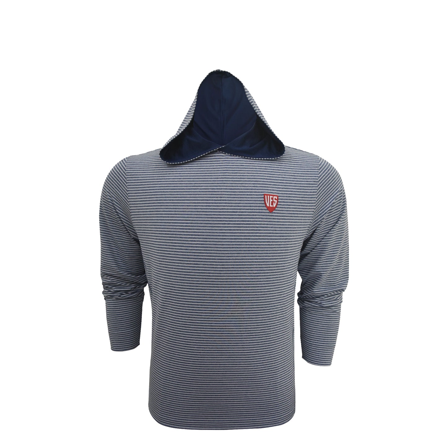 Light Weight Hoodie - Horn Legend Performance Heather Stripe - White/Navy, Navy Lining
