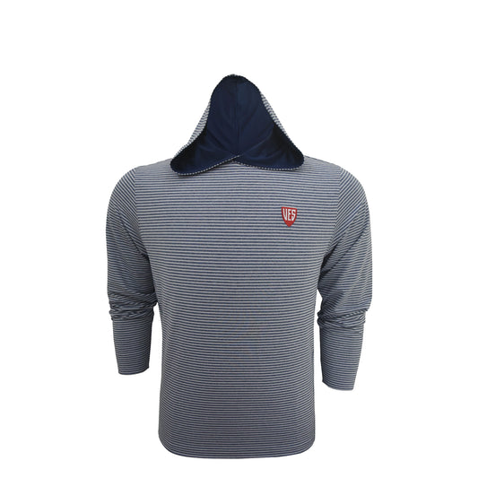 Light Weight Hoodie - Horn Legend Performance Heather Stripe - White/Navy, Navy Lining