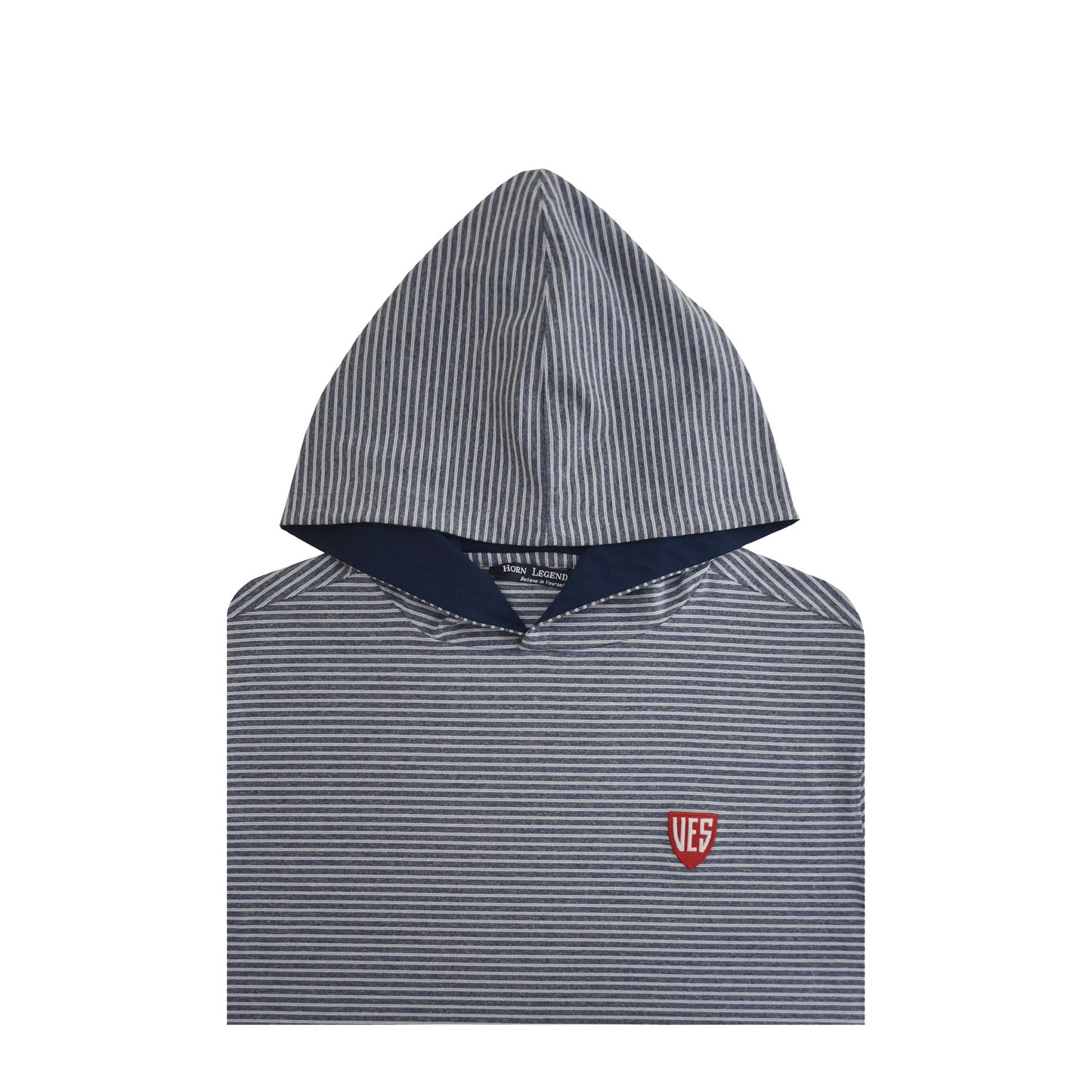Light Weight Hoodie - Horn Legend Performance Heather Stripe - White/Navy, Navy Lining