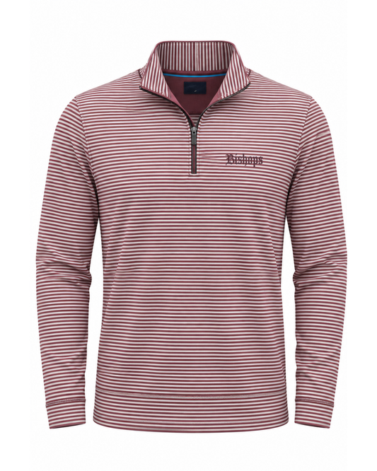 1/4 Zip Pullover - Mini-Stripe - Deep Garnet