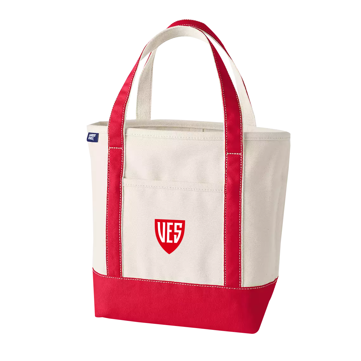 Lands End - Small 3 Pocket Open Top Canvas Tote Bag