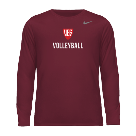 Men's Deep Garnet Nike Long Sleeve Tee - Volleyball