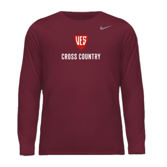 Men's Deep Garnet Nike Long Sleeve Tee - Cross Country