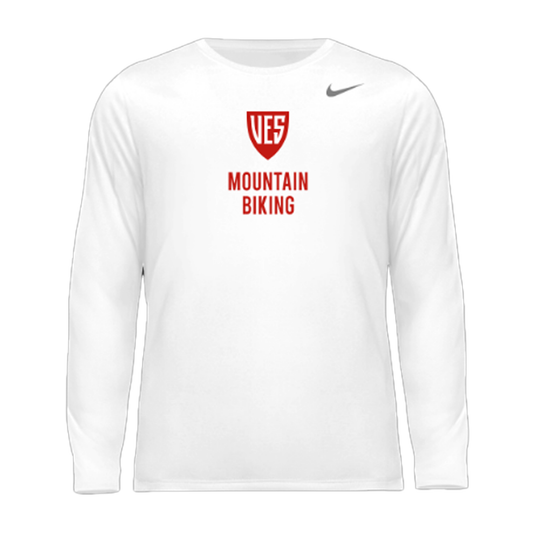 Men's White Nike Long Sleeve Tee - Mountain Biking