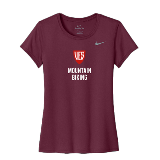 Women's Deep Garnet Nike Short Sleeve Tee - Mountain Biking