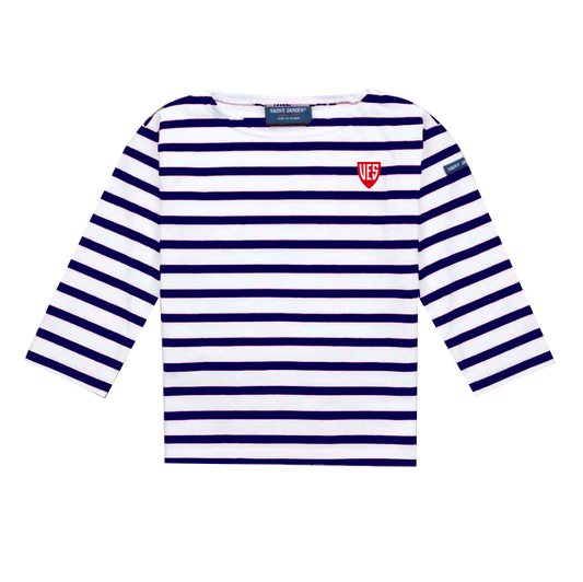 Youth Saint James Minquidame Navy and Ecru Striped Long Sleeve