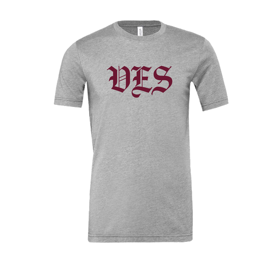 Bella + Canvas Grey VES T-Shirt with Deep Garnet