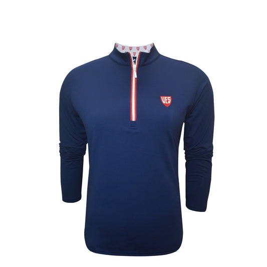 Horn Legend *WOMENS* 1/4 Zip Pullover - Navy with VES Logo Collar