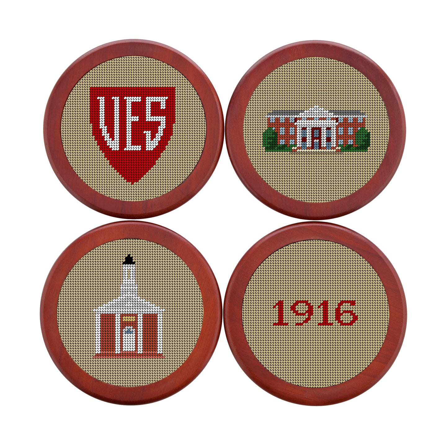 Coasters - Iconic VES Smathers & Branson Needlepoint (Dark Khaki)