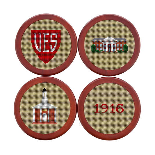 Coasters - Iconic VES Smathers & Branson Needlepoint (Dark Khaki)