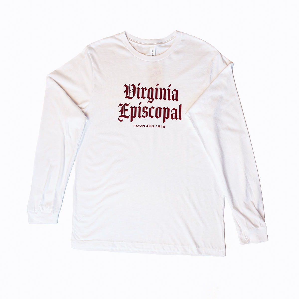 Long Sleeve Bella + Canvas - White with Deep Garnet